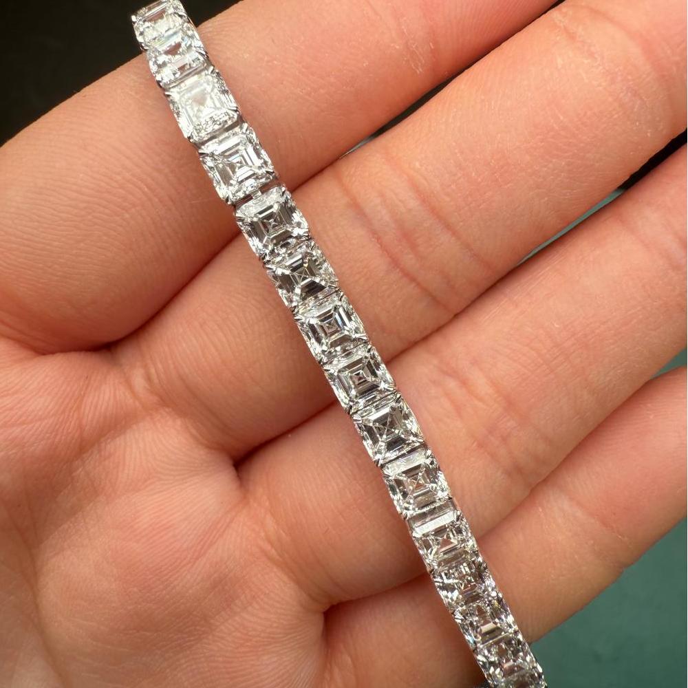Pirmiana Jewelry Customized Asscher Cut 14K White Gold 0.5ct DEF Each Lab Grown Diamond Eternity Bracelet Engagement for Women Fine Jewelry
