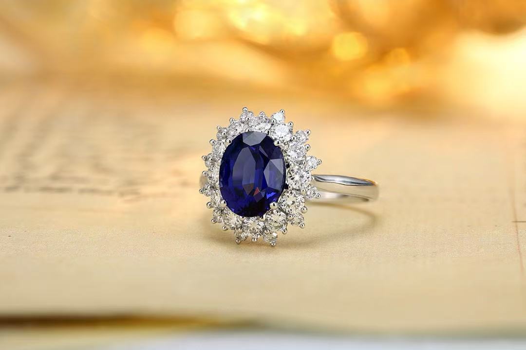 Ruif Customized about 2.7ct Lab Grown Sapphire Rings and diamond rings for Women Engagement Cocktail Jewelry