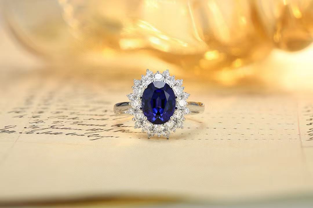 Ruif Customized about 2.7ct Lab Grown Sapphire Rings and diamond rings for Women Engagement Cocktail Jewelry