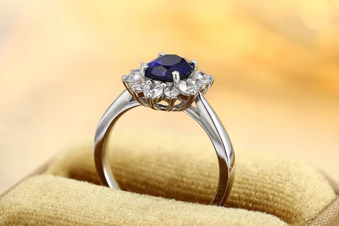 Ruif Customized about 2.7ct Lab Grown Sapphire Rings and diamond rings for Women Engagement Cocktail Jewelry