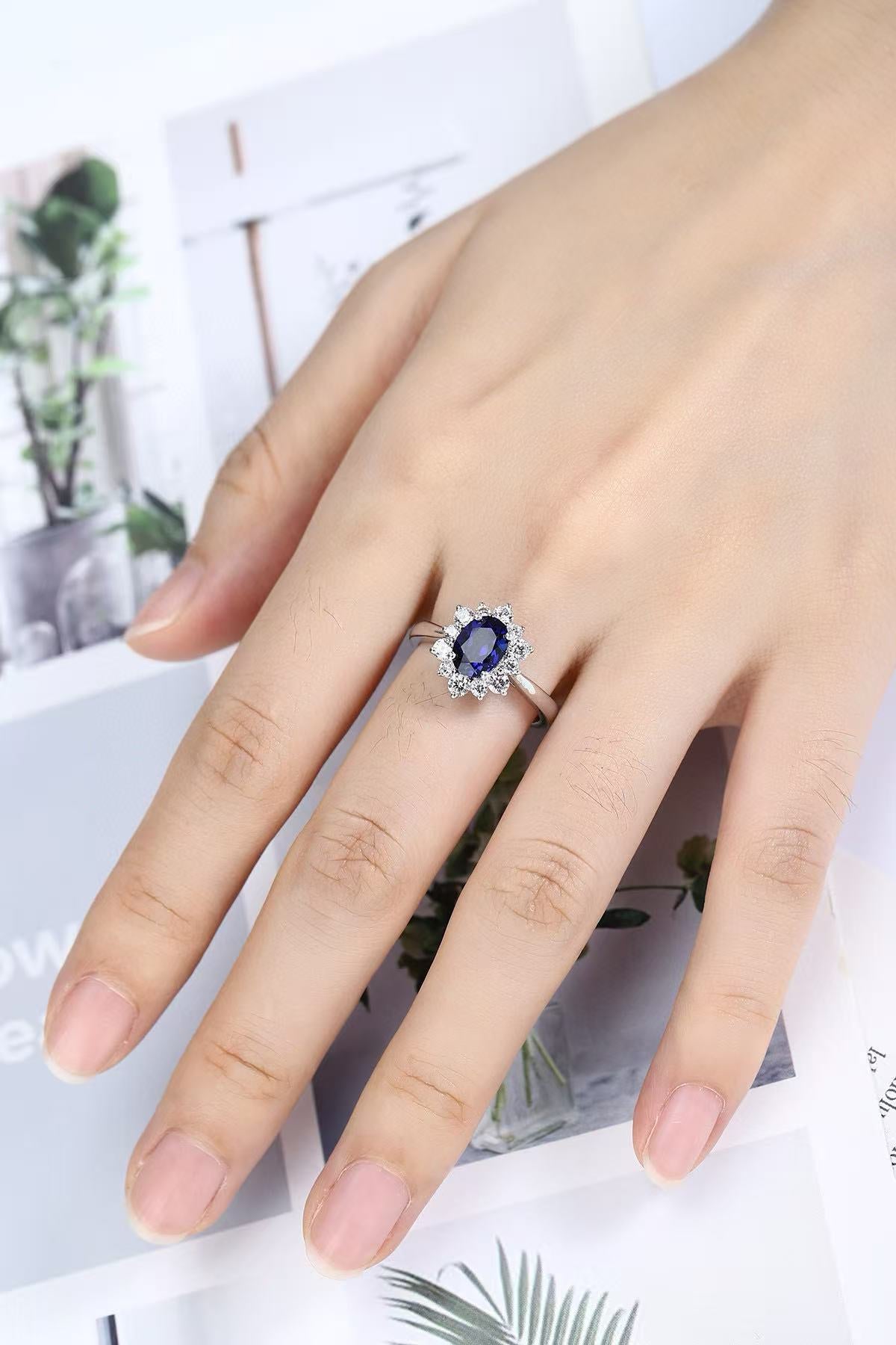 Ruif Customized about 2.7ct Lab Grown Sapphire Rings and diamond rings for Women Engagement Cocktail Jewelry