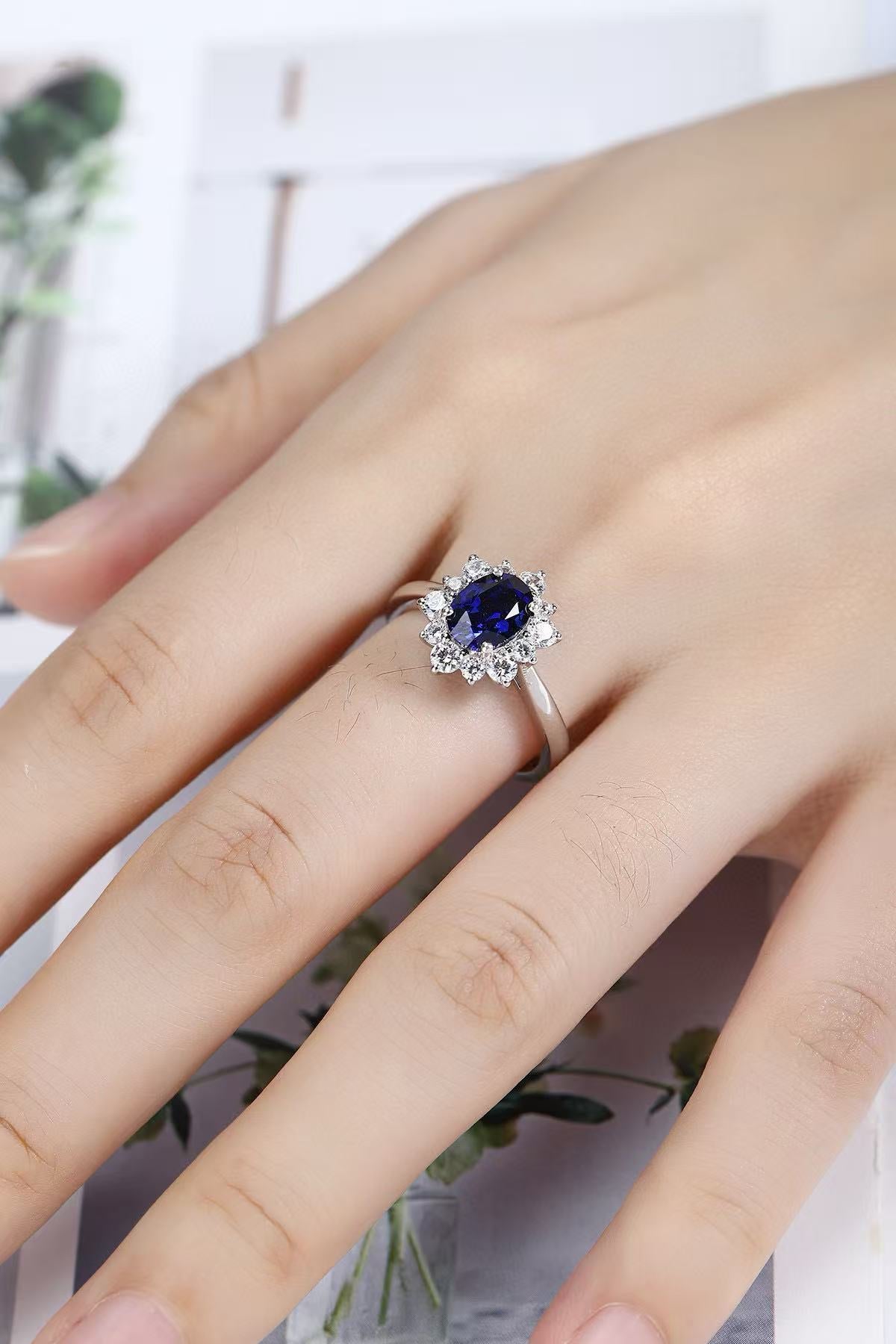 Ruif Customized about 2.7ct Lab Grown Sapphire Rings and diamond rings for Women Engagement Cocktail Jewelry