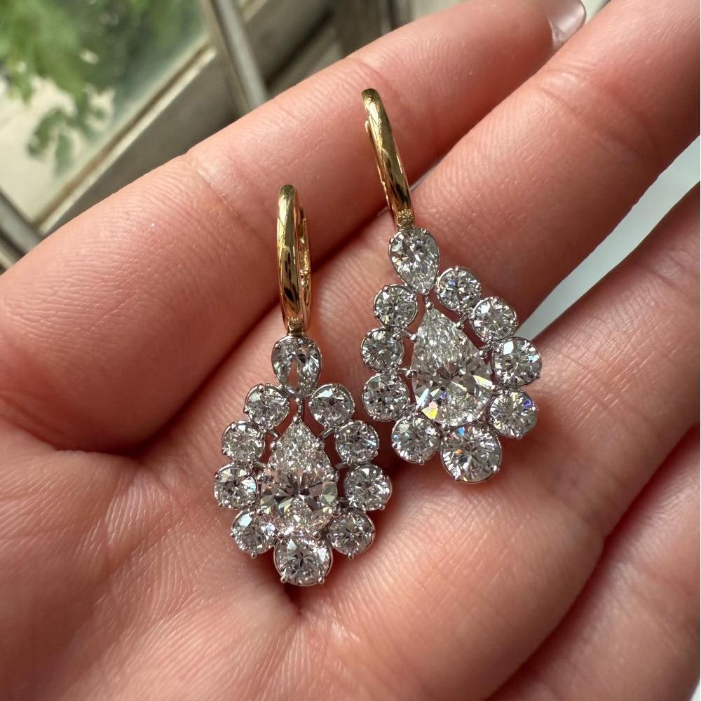 Pirmiana Custom Design 14K Yellow Gold Earrings for Women 1ct each Lab Grown Emerald and DEF CVD Diamond Jewelry