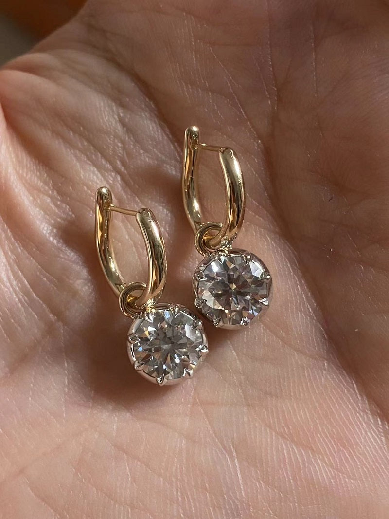 Ruif Customize 14k Yellow Gold about 1.5ct G VS1 CVD Lab Grown Diamond Hoops Earrings For Women Versatile Engagement