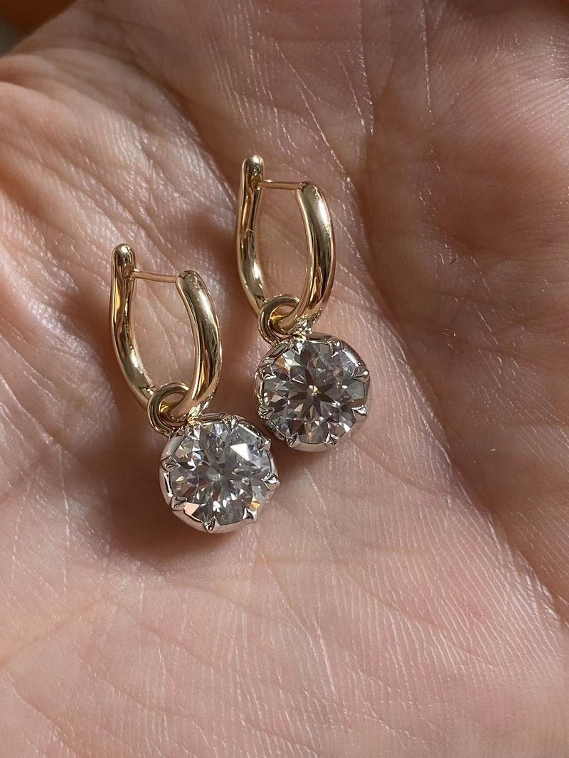 Ruif Customize 14k Yellow Gold about 1.5ct G VS1 CVD Lab Grown Diamond Hoops Earrings For Women Versatile Engagement