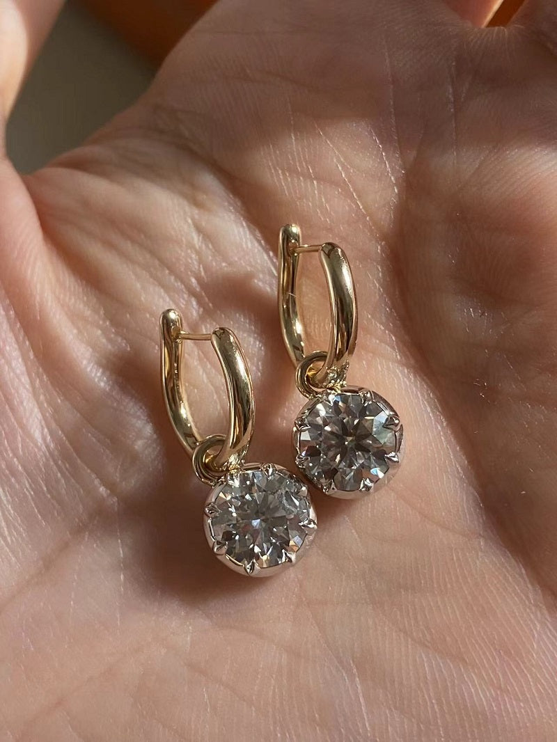 Ruif Customize 14k Yellow Gold about 1.5ct G VS1 CVD Lab Grown Diamond Hoops Earrings For Women Versatile Engagement