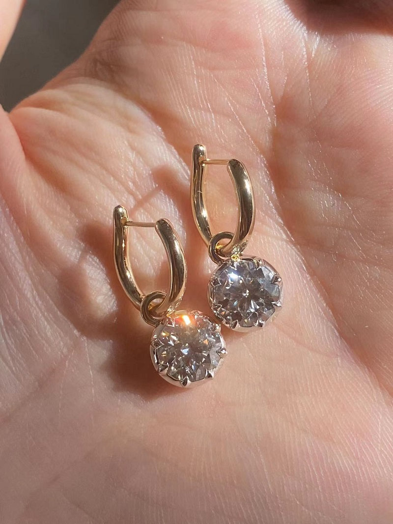 Ruif Customize 14k Yellow Gold about 1.5ct G VS1 CVD Lab Grown Diamond Hoops Earrings For Women Versatile Engagement