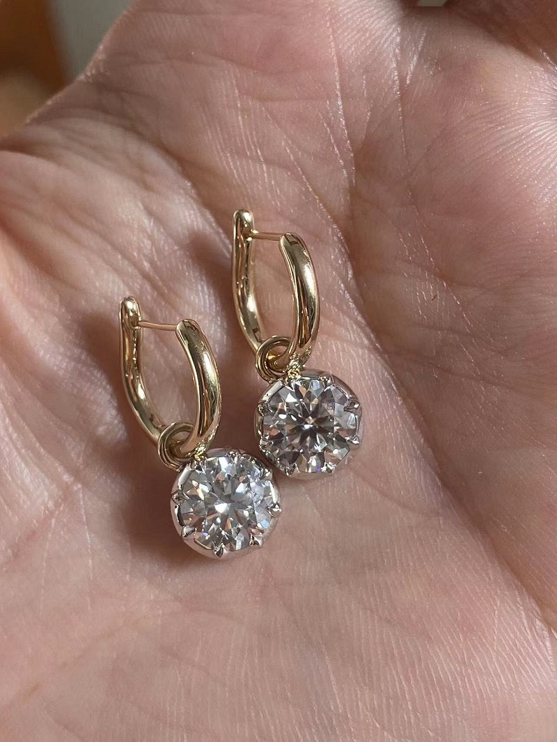Ruif Customize 14k Yellow Gold about 1.5ct G VS1 CVD Lab Grown Diamond Hoops Earrings For Women Versatile Engagement