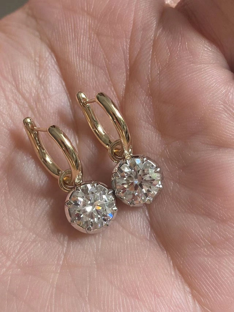 Ruif Customize 14k Yellow Gold about 1.5ct G VS1 CVD Lab Grown Diamond Hoops Earrings For Women Versatile Engagement