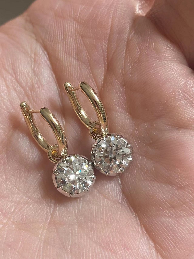 Ruif Customize 14k Yellow Gold about 1.5ct G VS1 CVD Lab Grown Diamond Hoops Earrings For Women Versatile Engagement
