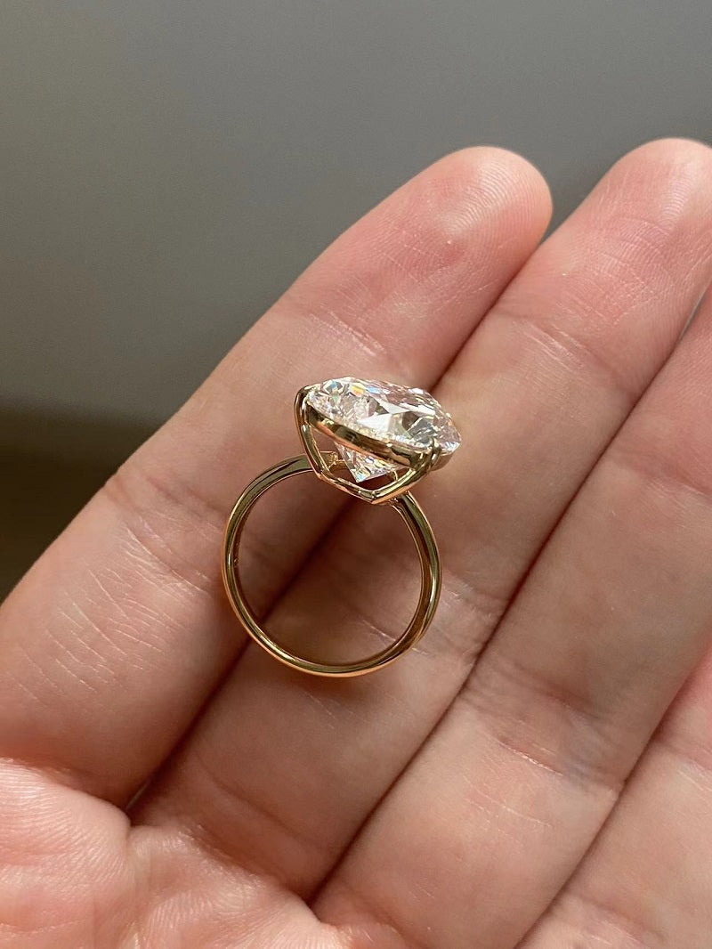 Ruif Cutomiezd 18k Yellow Gold 10ct Pear Cut Lab Grown Diamond for Women Wedding Proposal Ring