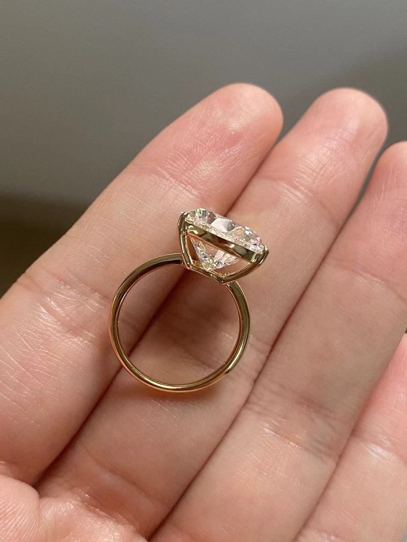 Ruif Cutomiezd 18k Yellow Gold 10ct Pear Cut Lab Grown Diamond for Women Wedding Proposal Ring