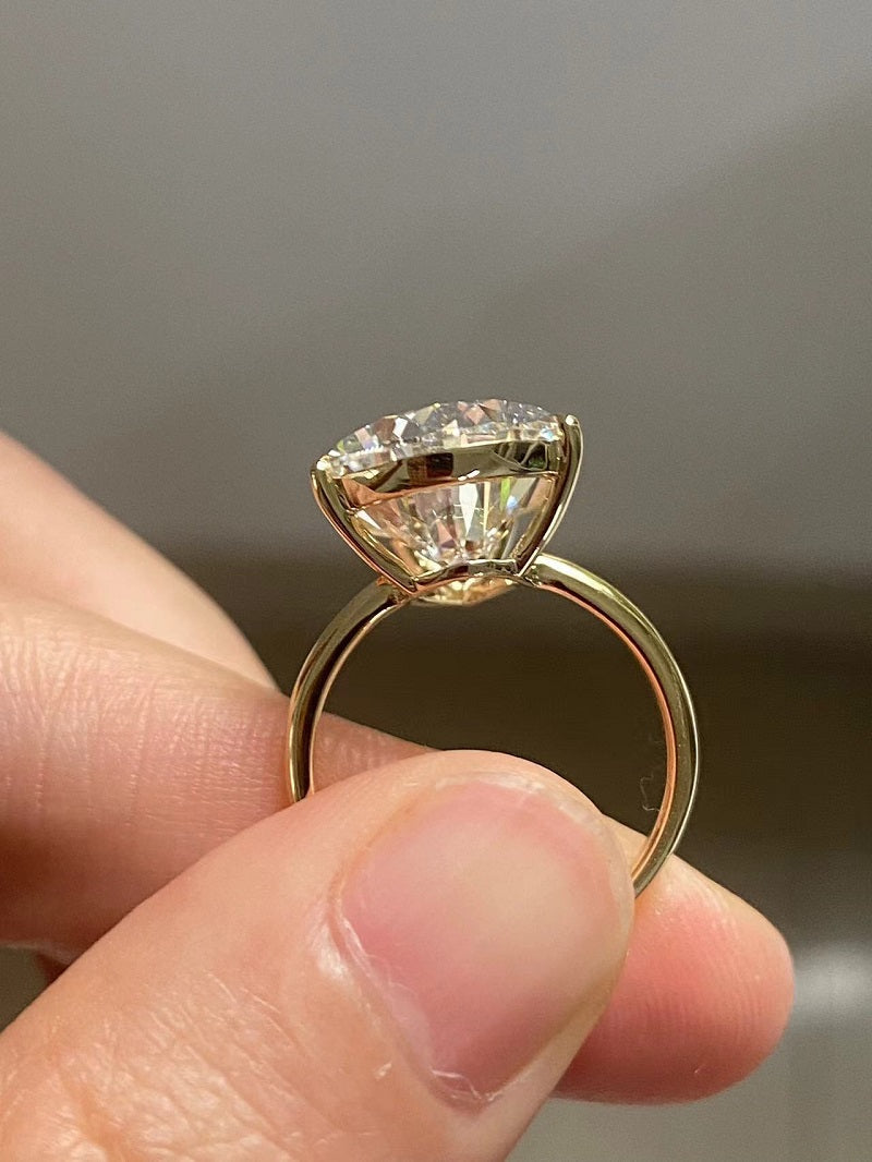 Ruif Cutomiezd 18k Yellow Gold 10ct Pear Cut Lab Grown Diamond for Women Wedding Proposal Ring