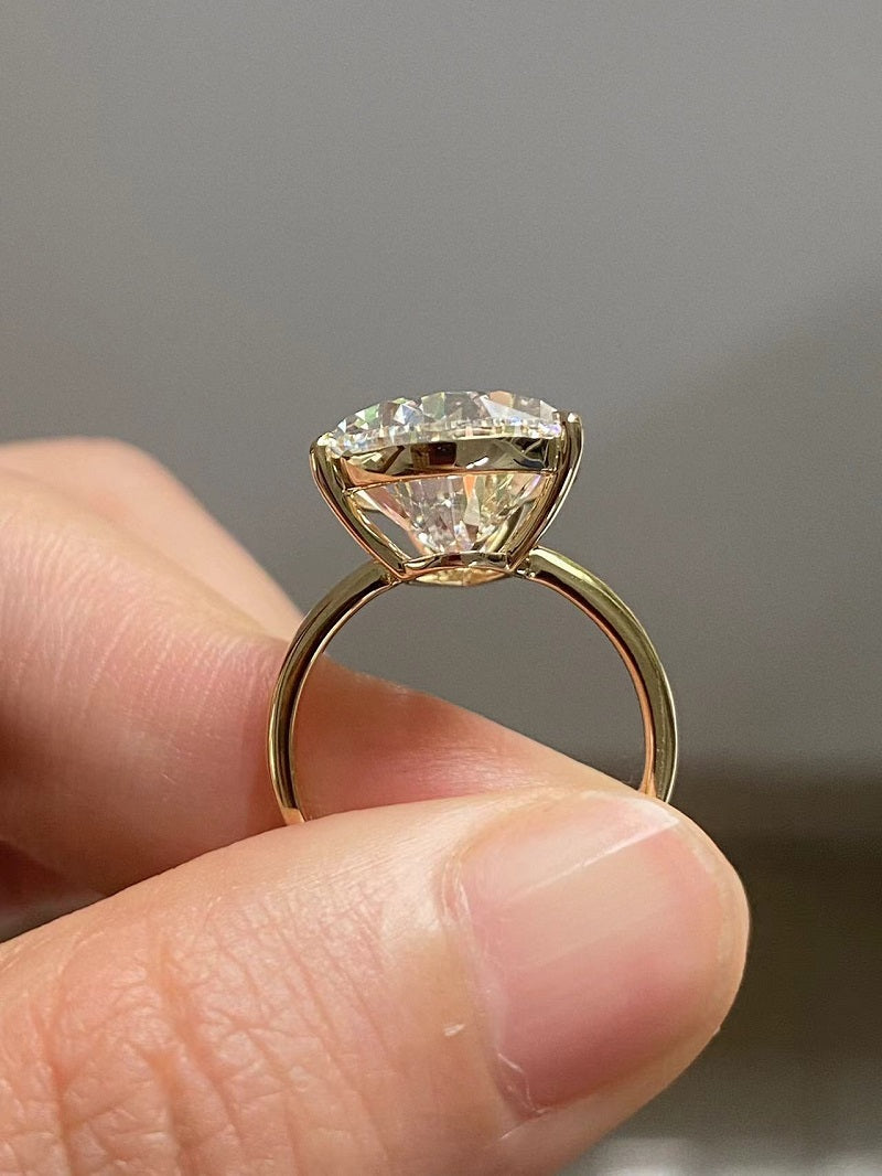 Ruif Cutomiezd 18k Yellow Gold 10ct Pear Cut Lab Grown Diamond for Women Wedding Proposal Ring
