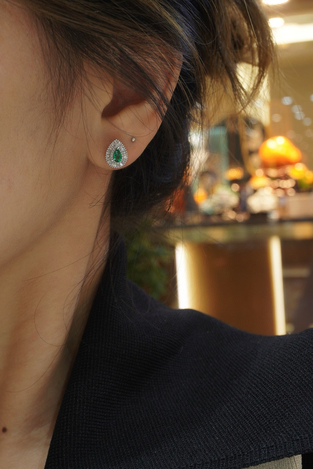 Pirmiana New Arrival 0.4ct Lab Grown Emerald and 0.42ct Lab Grown Diamond Earring Studs S925 Silver Jewelry Earrings for Women