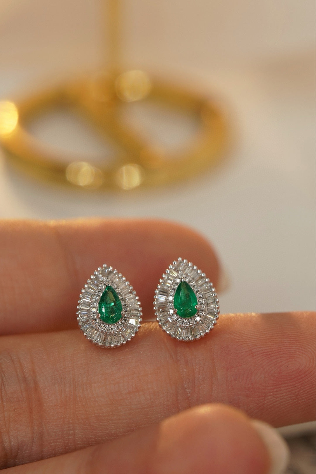 Pirmiana New Arrival 0.4ct Lab Grown Emerald and 0.42ct Lab Grown Diamond Earring Studs S925 Silver Jewelry Earrings for Women
