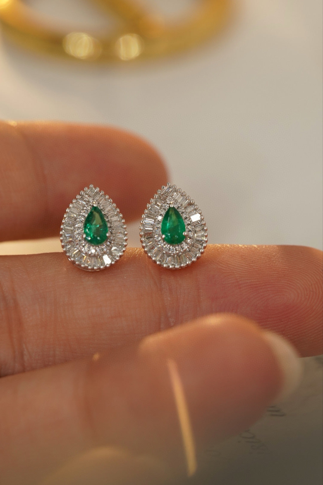 Pirmiana New Arrival 0.4ct Lab Grown Emerald and 0.42ct Lab Grown Diamond Earring Studs S925 Silver Jewelry Earrings for Women