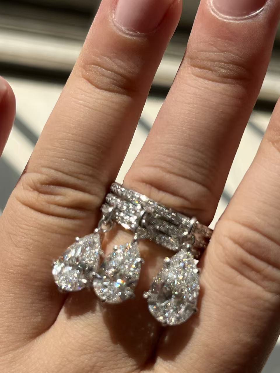 Pirmiana Jewelry Customized 18k White Gold 2ct Pear Shape Lab Grown Diamond Engagement Wedding Band Rings for Women Fine Jewelry