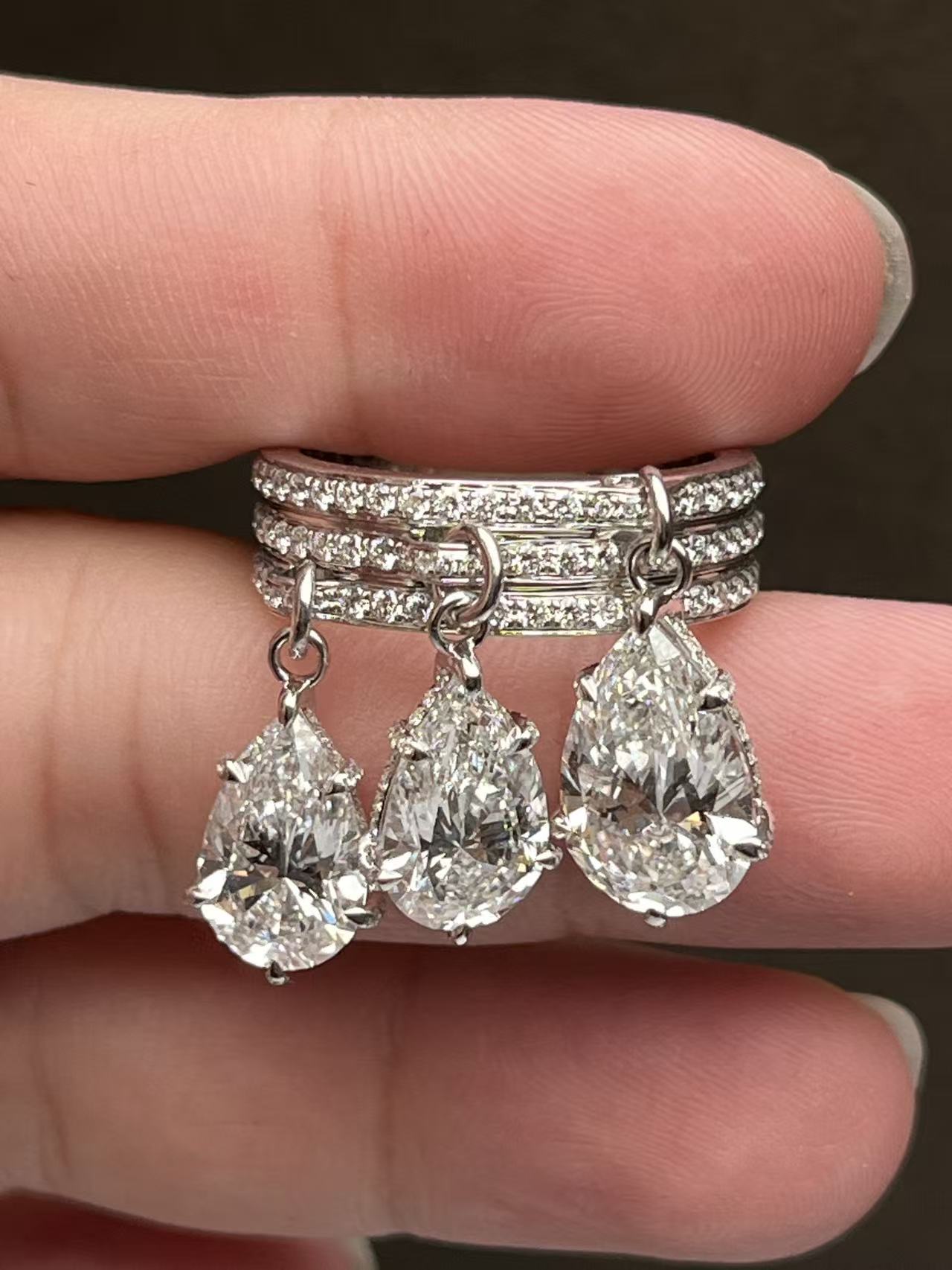 Pirmiana Jewelry Customized 18k White Gold 2ct Pear Shape Lab Grown Diamond Engagement Wedding Band Rings for Women Fine Jewelry