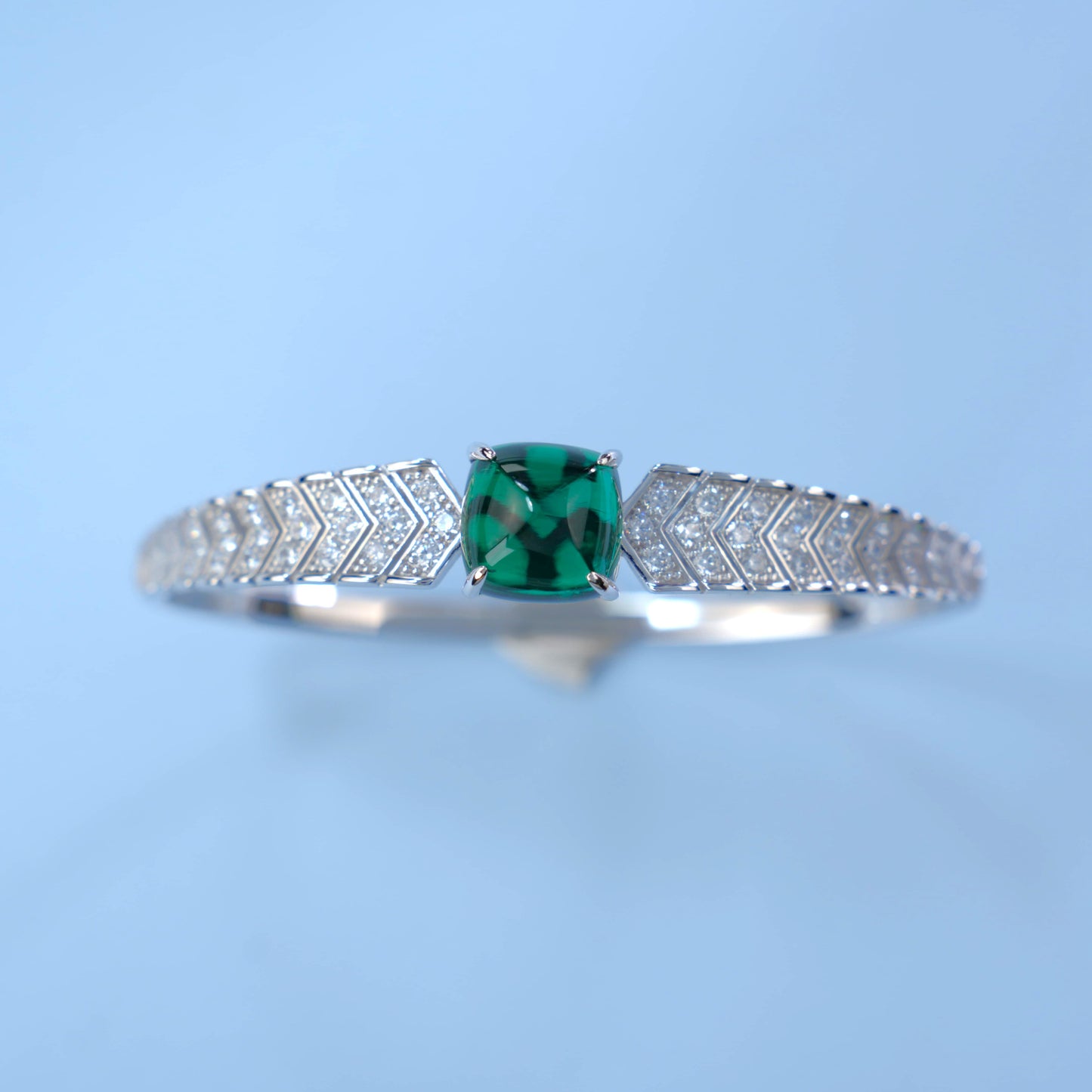 Pirmiana Handcrafted S925 Silver Lab Grown Emerald Bracelet | Artistic Statement Jewelry for Women