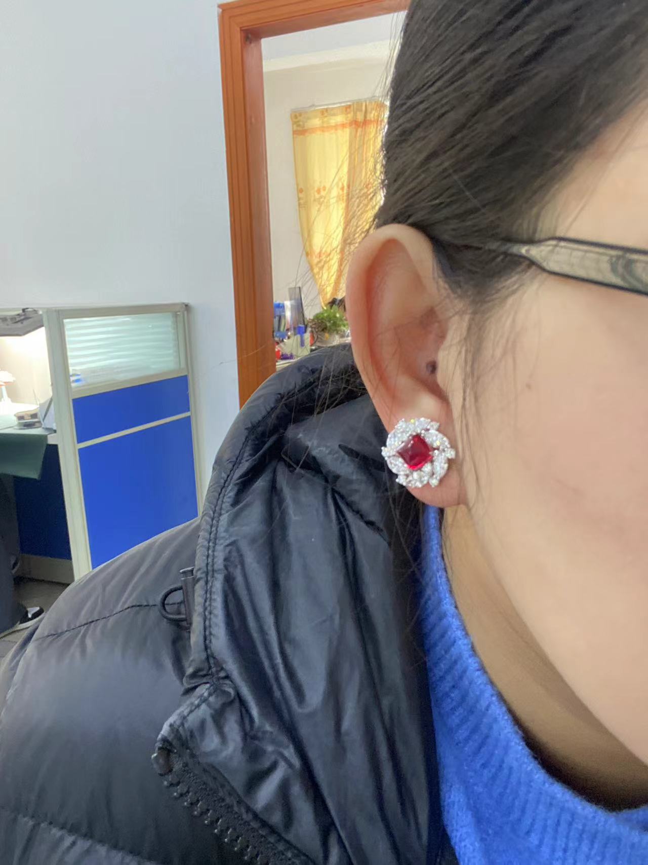 Pirmiana 2026 Jewelry Customized 18k White Gold Lab Grown Ruby Earrings for Women Party Gift