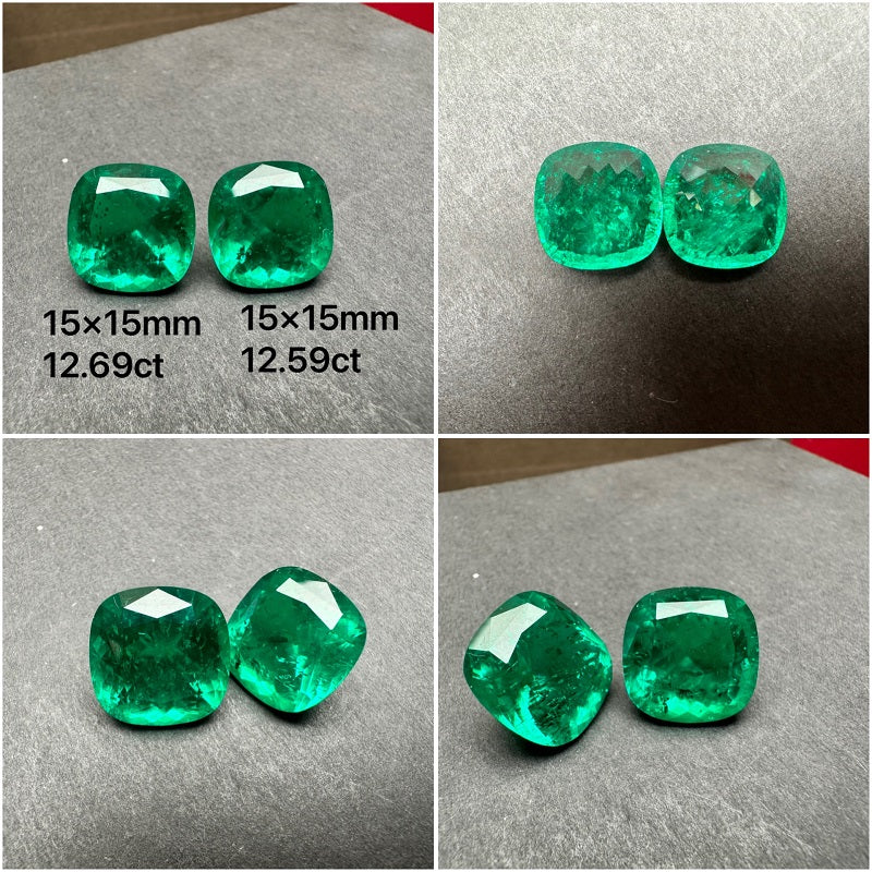 Pirmiana Big Size Cushion Cut Colomnia Color Lab Growm Emerald with Nice Inclushions Like Natural Gems