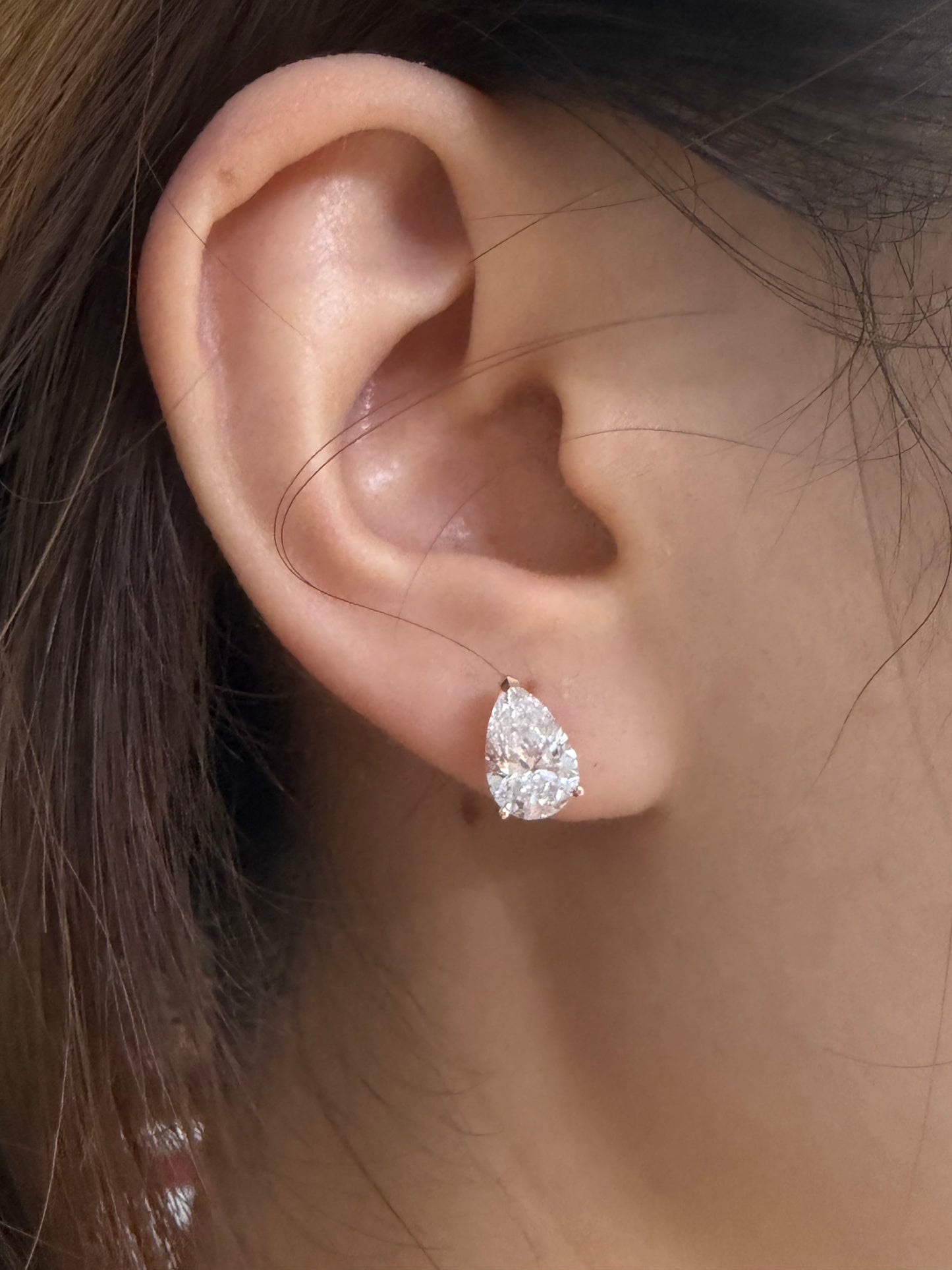 Pirmiana Custom Design 18K Rose Gold Earrings for Women 1.5ct Each Pear Shape CVD Lab Grown Diamond Jewelry