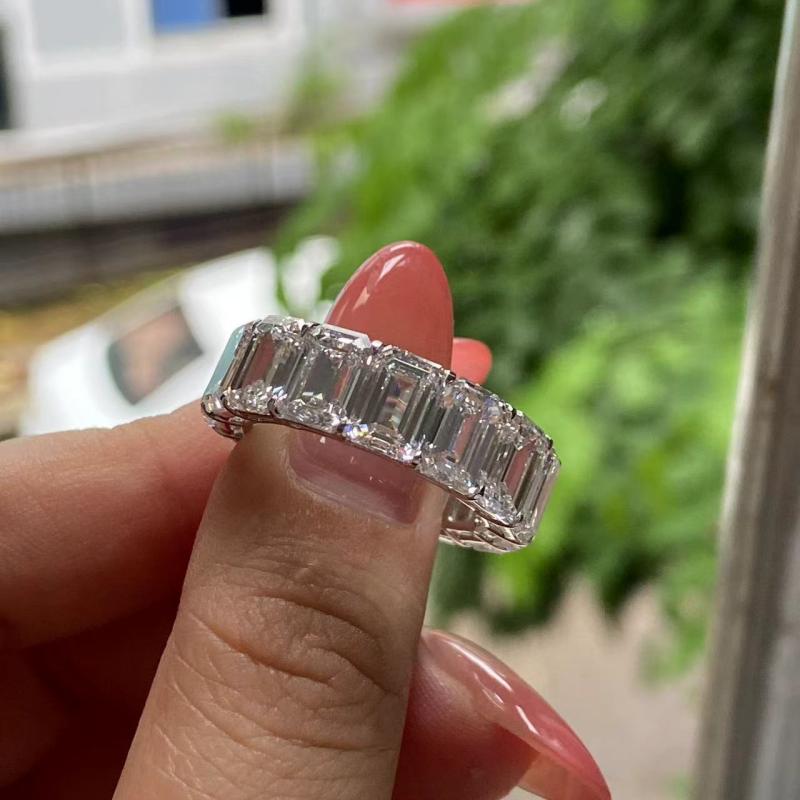 Primiana 2025 New Classic Style14K Gold 5x7mm Emerald Shape Main Stone Lab Diamond Eternal Ring Girlfriend Gif