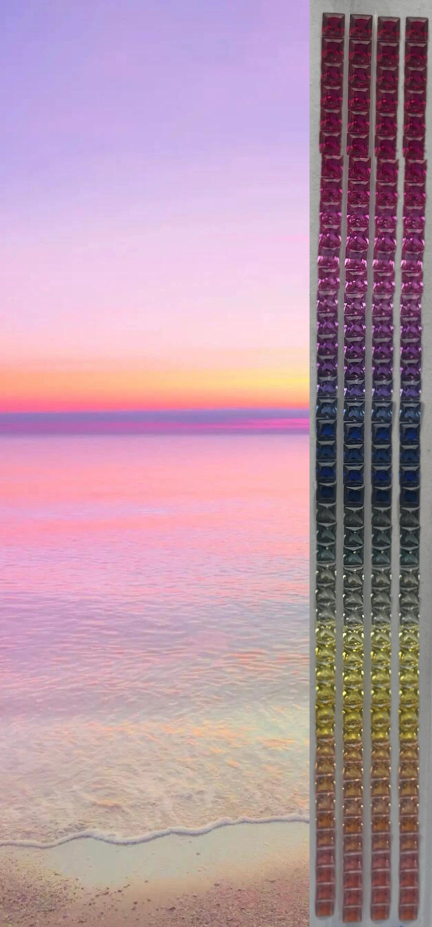 Pirmiana Hot Sale Square Cut Gradient Rainbow Created Sapphire Gemstones for DIY Jewelry Bracelet/Watch Bezel Making
