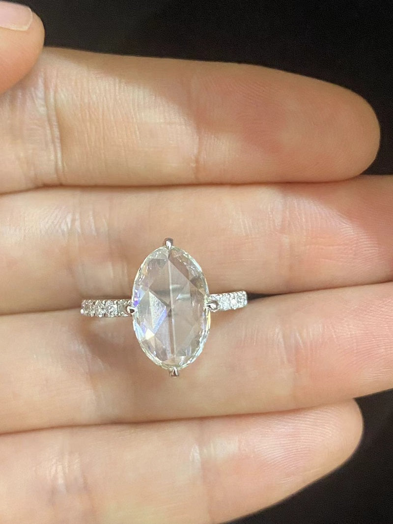 Ruif Customiezd 18k Gold 1.85ct Rose Cut Oval Lab Grown Diamond for Daily Wear