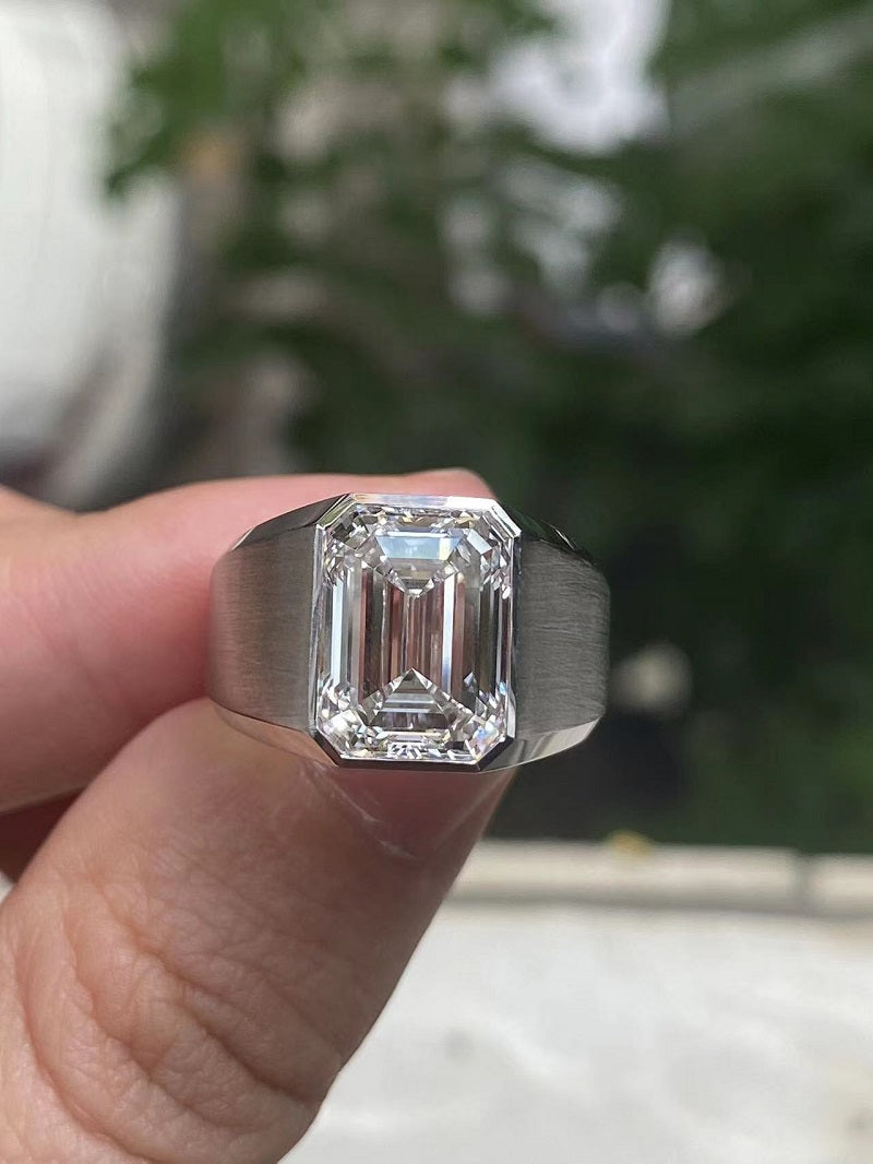 Ruif custom-made 18k gold 5ct emerald cut lab grown diamond ring for men classic luxury ring for wedding