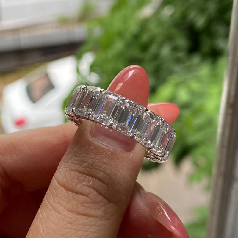 Primiana 2025 New Classic Style14K Gold 5x7mm Emerald Shape Main Stone Lab Diamond Eternal Ring Girlfriend Gif
