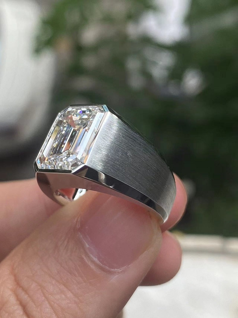 Ruif custom-made 18k gold 5ct emerald cut lab grown diamond ring for men classic luxury ring for wedding