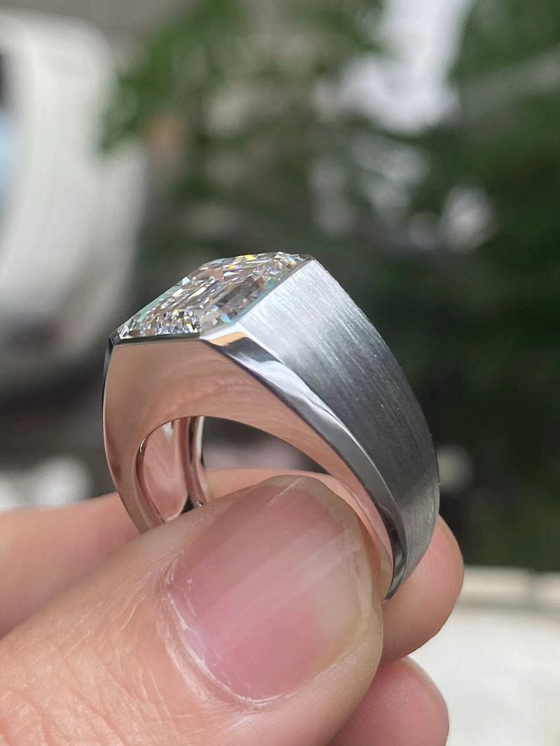 Ruif custom-made 18k gold 5ct emerald cut lab grown diamond ring for men classic luxury ring for wedding
