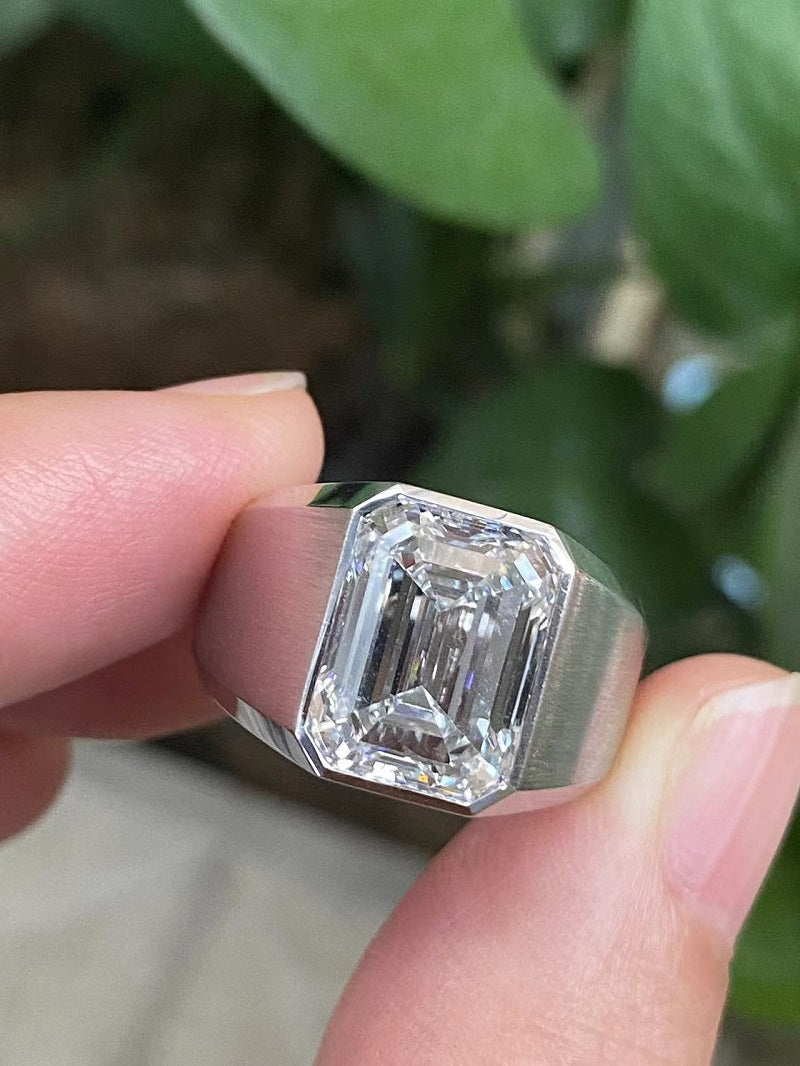 Ruif custom-made 18k gold 5ct emerald cut lab grown diamond ring for men classic luxury ring for wedding