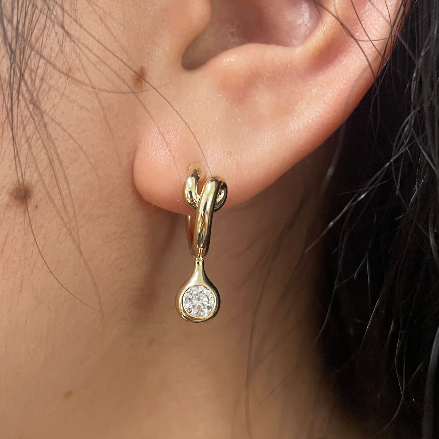 Pirmiana Custom Design 14k Yellow Gold Round Shape 4.1mm Lab Grown Diamonds Earrings