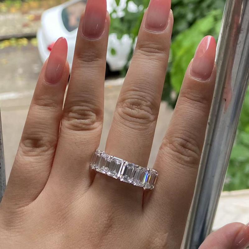 Primiana 2025 New Classic Style14K Gold 5x7mm Emerald Shape Main Stone Lab Diamond Eternal Ring Girlfriend Gif