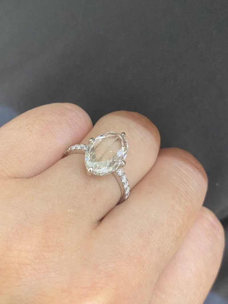 Ruif Customiezd 18k Gold 1.85ct Rose Cut Oval Lab Grown Diamond for Daily Wear