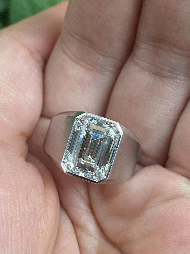 Ruif custom-made 18k gold 5ct emerald cut lab grown diamond ring for men classic luxury ring for wedding