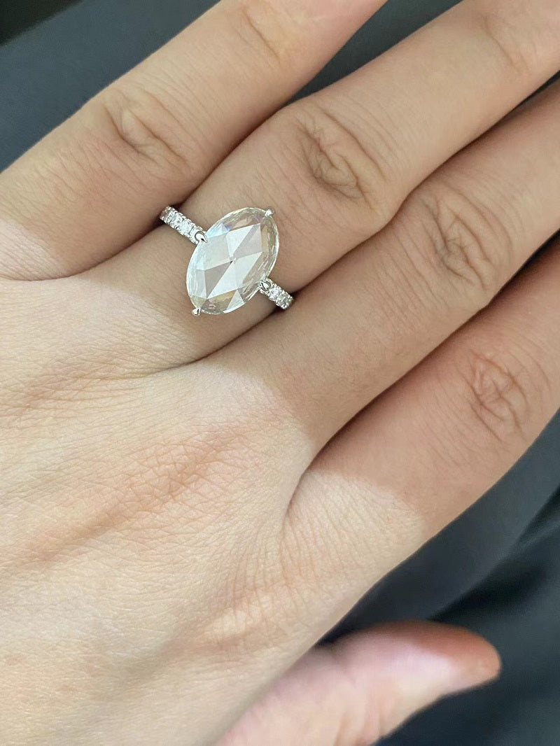 Ruif Customiezd 18k Gold 1.85ct Rose Cut Oval Lab Grown Diamond for Daily Wear
