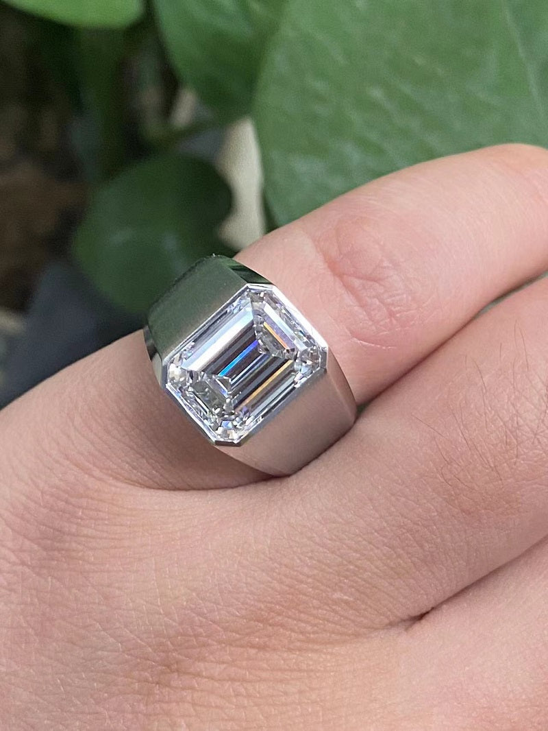 Ruif custom-made 18k gold 5ct emerald cut lab grown diamond ring for men classic luxury ring for wedding