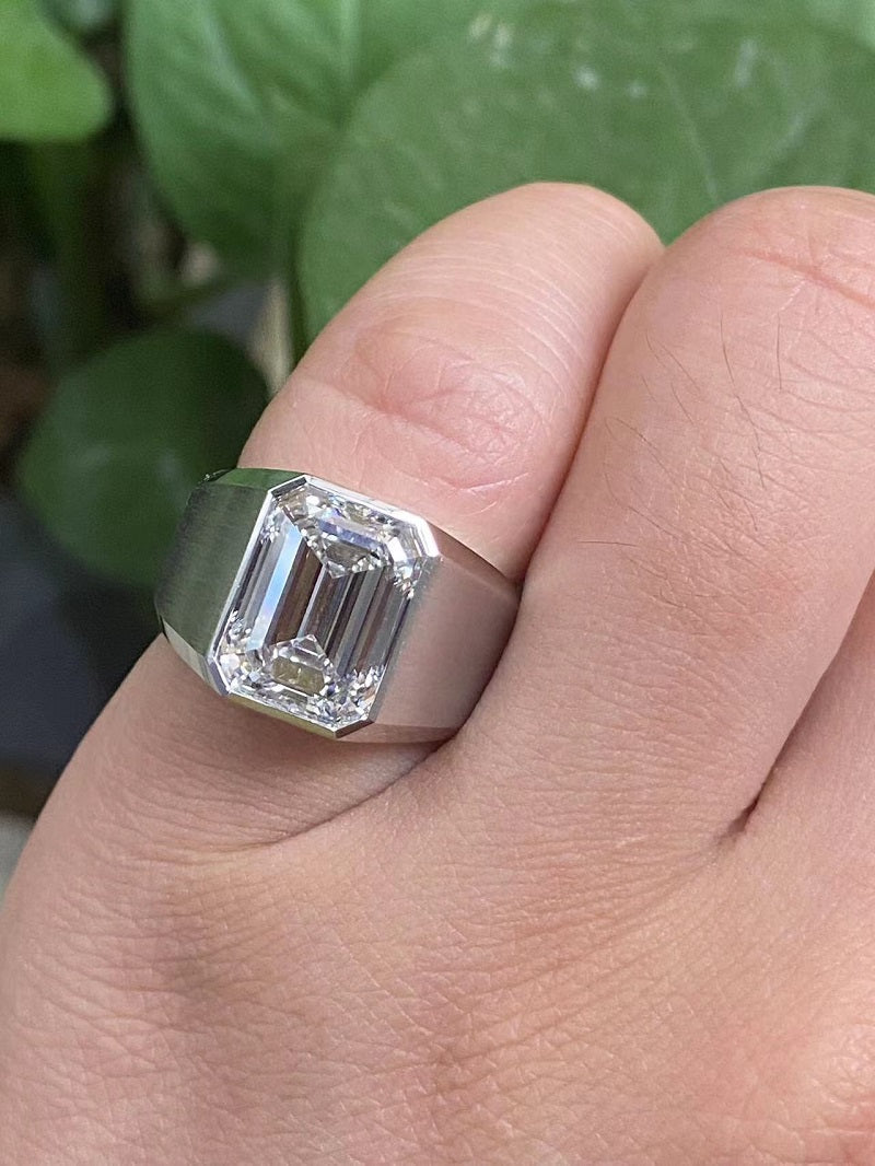 Ruif custom-made 18k gold 5ct emerald cut lab grown diamond ring for men classic luxury ring for wedding