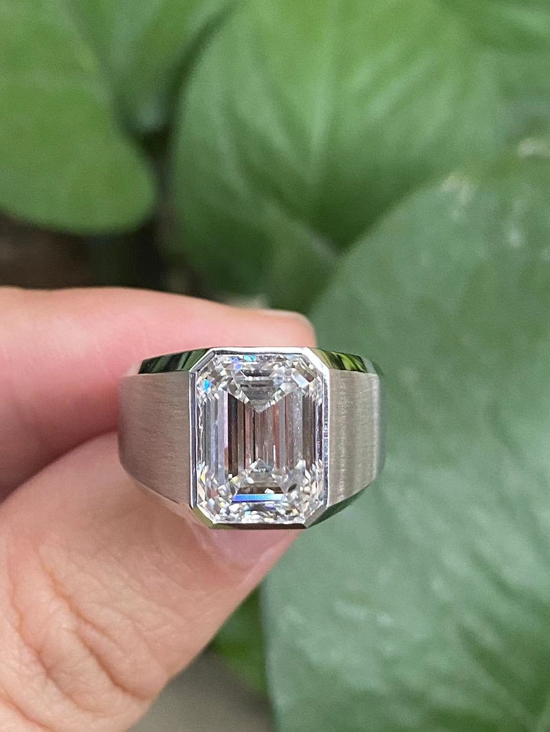 Ruif custom-made 18k gold 5ct emerald cut lab grown diamond ring for men classic luxury ring for wedding