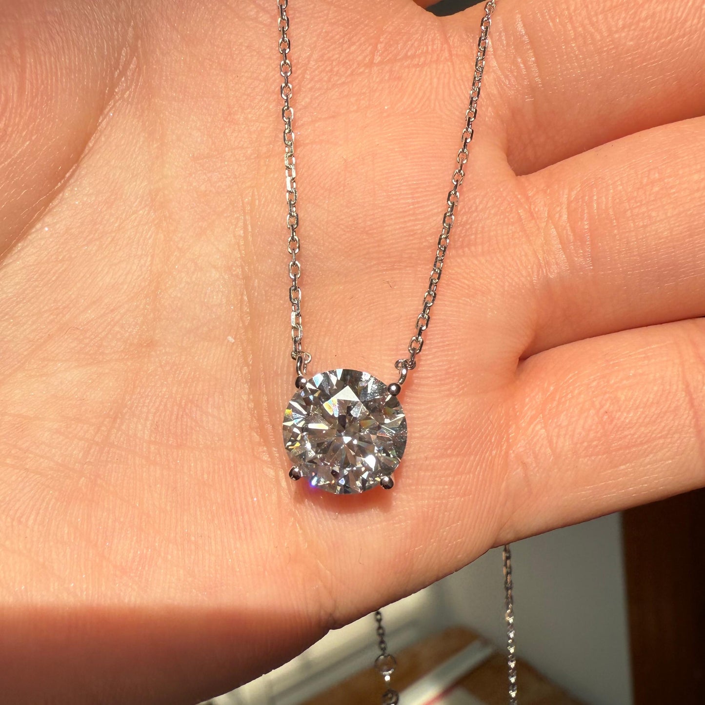 Ruif Jewelry Classic Design 18k white gold 3ct Round Shape Lab Grown Diamond Pendant Necklace Gemstone Jewelry