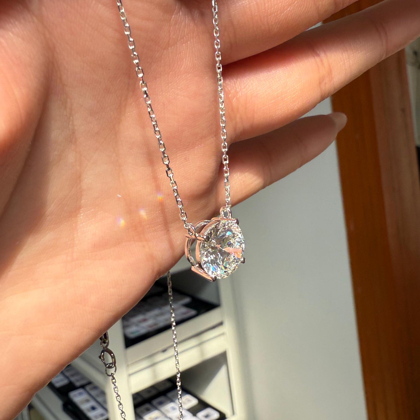 Ruif Jewelry Classic Design 18k white gold 3ct Round Shape Lab Grown Diamond Pendant Necklace Gemstone Jewelry