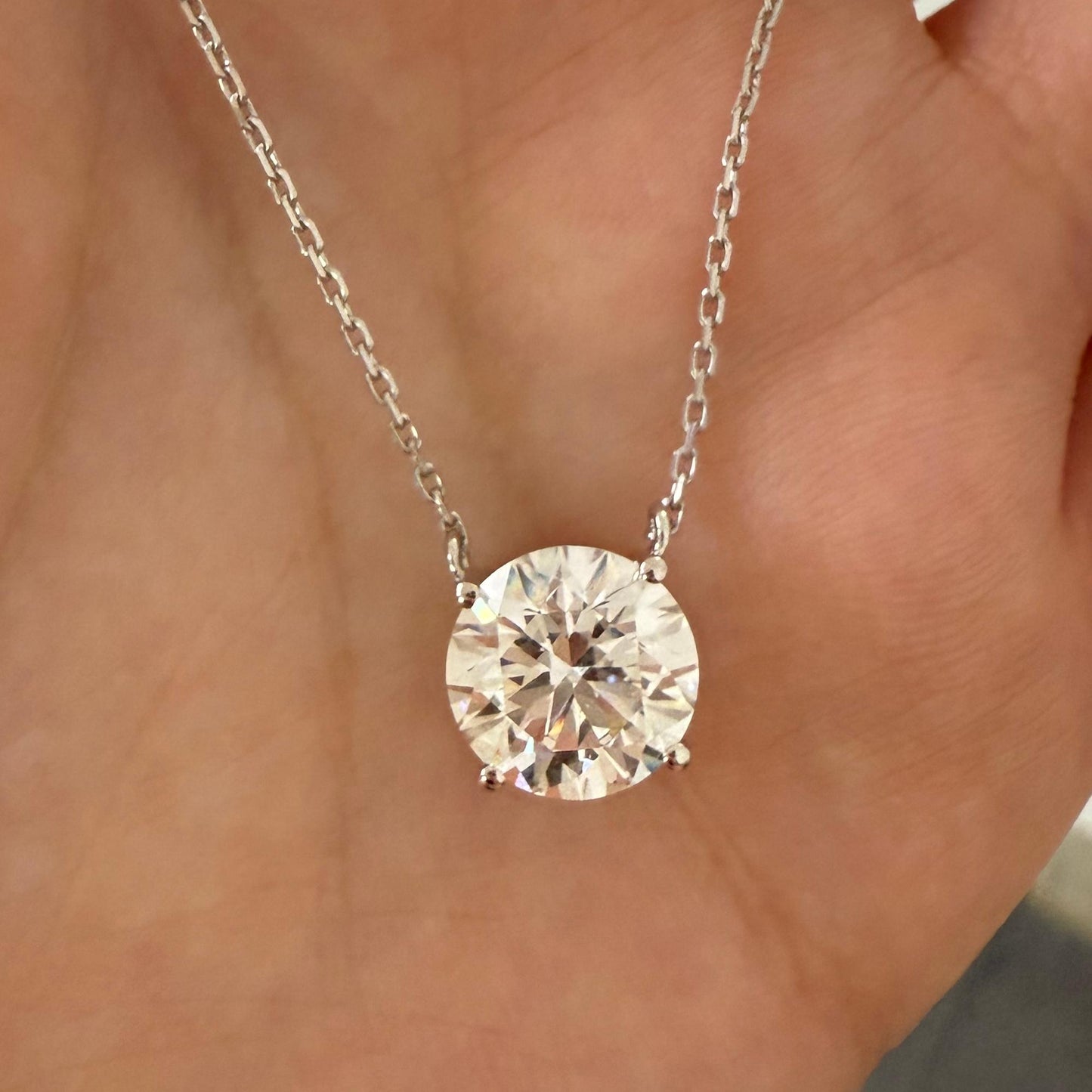 Ruif Jewelry Classic Design 18k white gold 3ct Round Shape Lab Grown Diamond Pendant Necklace Gemstone Jewelry