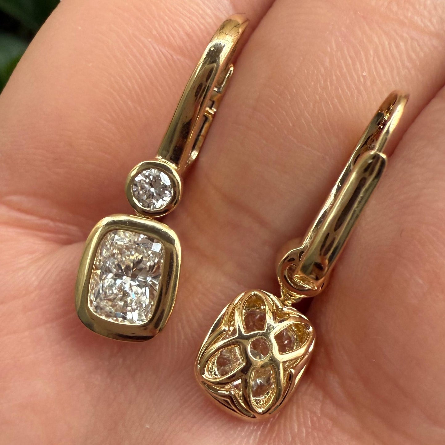 Pirmiana Custom Design 18K Yellow Gold Earrings for Women 1ct each Lab Grown Diamond Jewelry