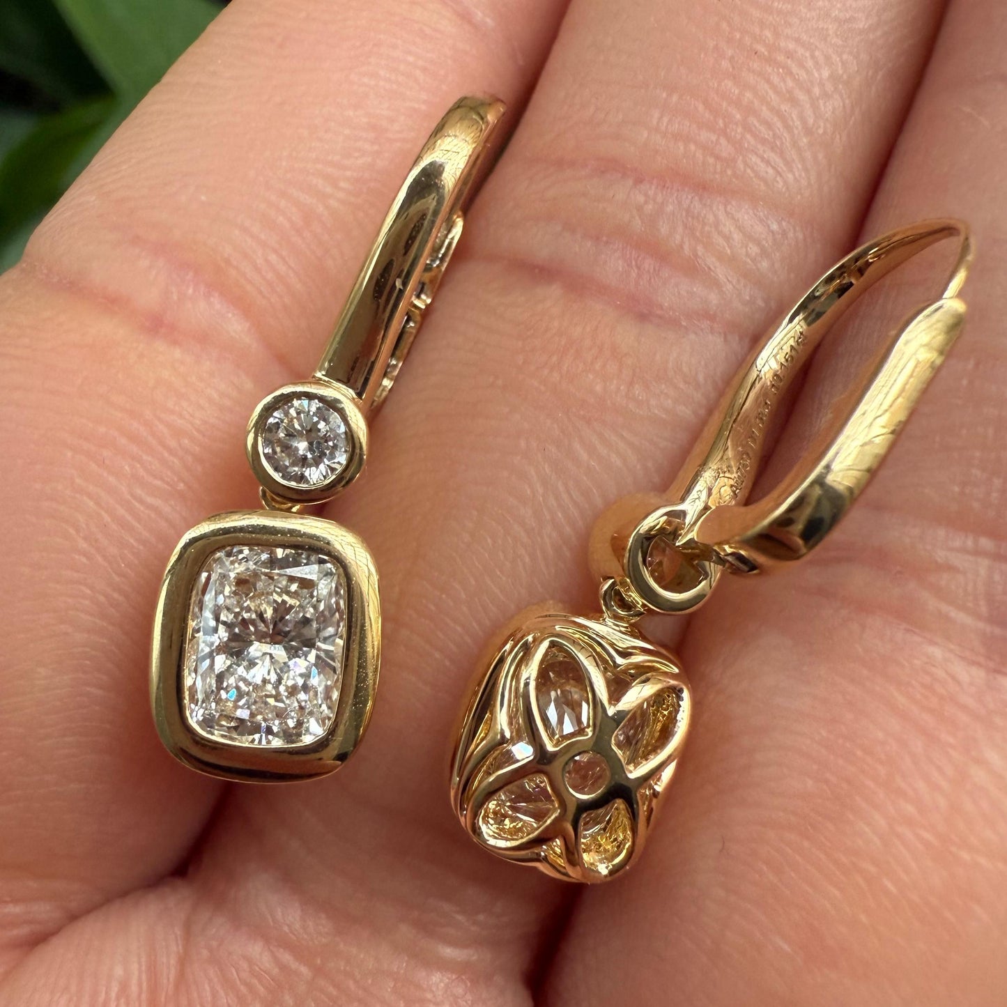 Pirmiana Custom Design 18K Yellow Gold Earrings for Women 1ct each Lab Grown Diamond Jewelry