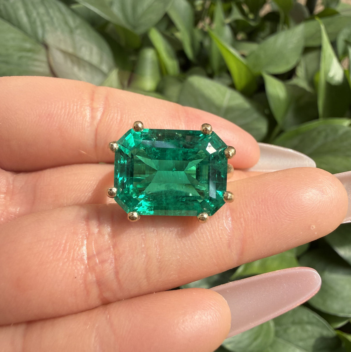 Pirmiana Hot Sale Classic Design Lab Grown Emerald 14k yellow Gold Rings 12X16MM 11ct Lab Grown Emerald Girlfriend Gift