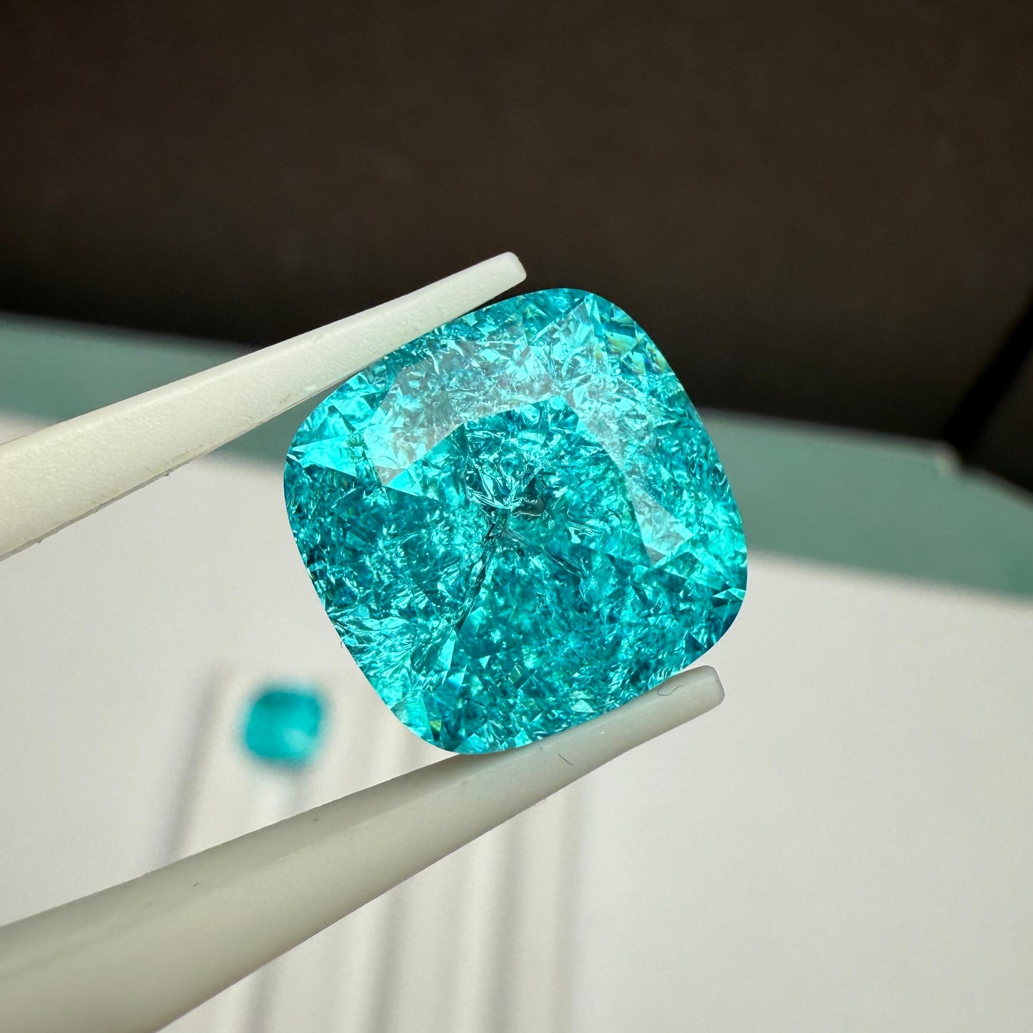 Pirmiana Cushion Cut Crushed Ice Lab Grown Paraiba Loose Gemstones for Jewelry Making
